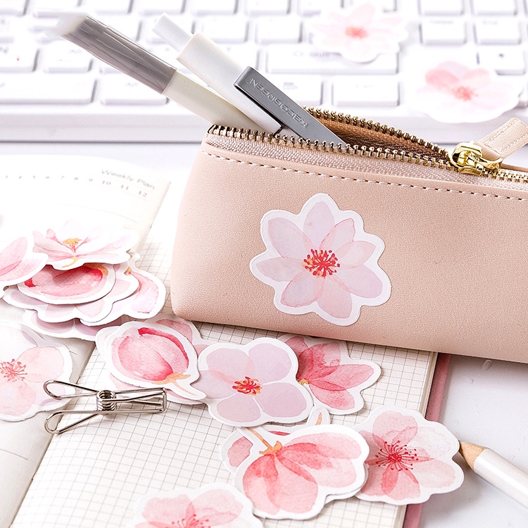 45Pcs Stiker Motif Cherry Blossom Warna Pink untuk Scrapbook / Jurnal / Diary-2