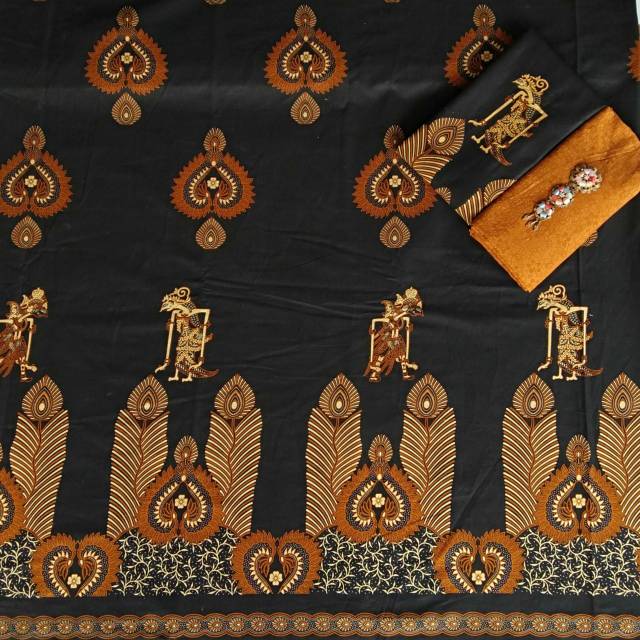 Kain batik sogan wayang dasar hitam kain batik atasan batik printing halus batik batik pekalongan