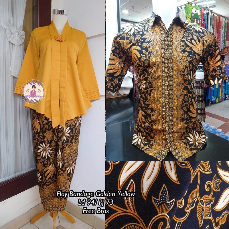 Setelan Kebaya Couple Floy Bandage Gold Pisang Emas.