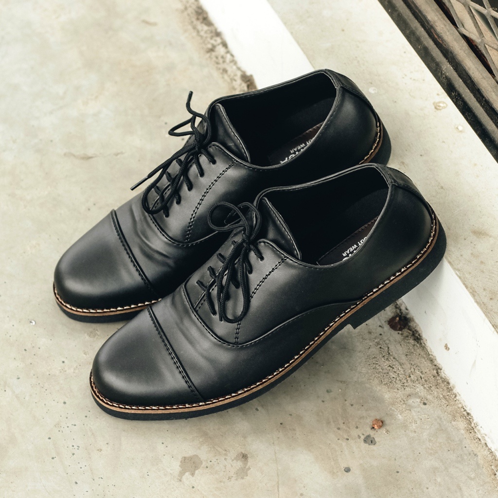 DANTE BLACK ORIGINAL x LVNATICA Sepatu Formal Hitam Tali Pria Pantofel Kerja Kantor Dinas Resmi Guru Kantoran Pesta Pernikahan Kondangan Nikah Undangan Wedding Kuliah Modern Casual Oxford Semi Kulit Premium Footwear Big Size Jumbo Ukuran Besar 44 Keren