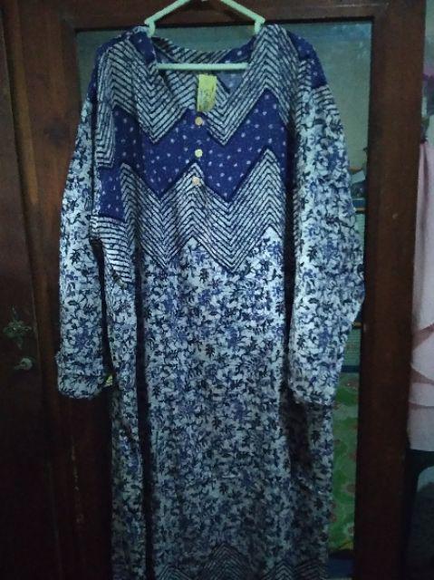 Longdress Batik Jumbo Glanesa Motif Zigzag Grosir Pakaian Jumbo Kekinian Gamis Syari Murah