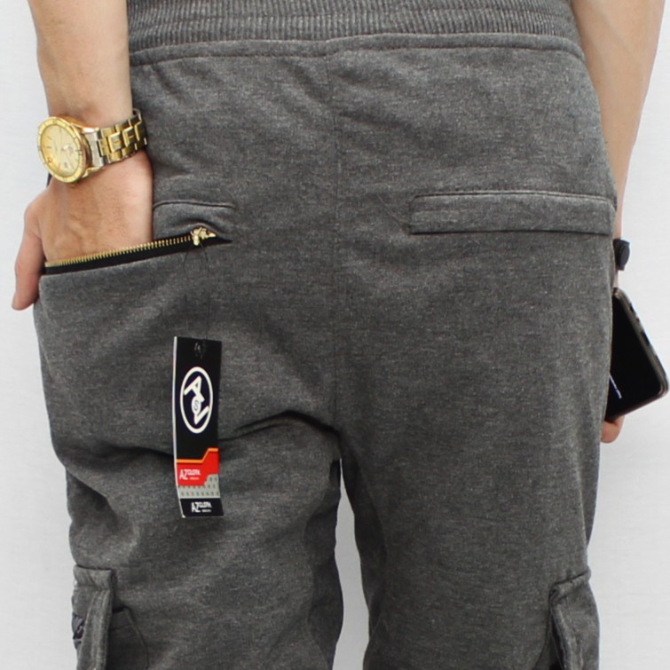 Celana Jogger Pria Double Zipper Sweatpants Training Olahraga