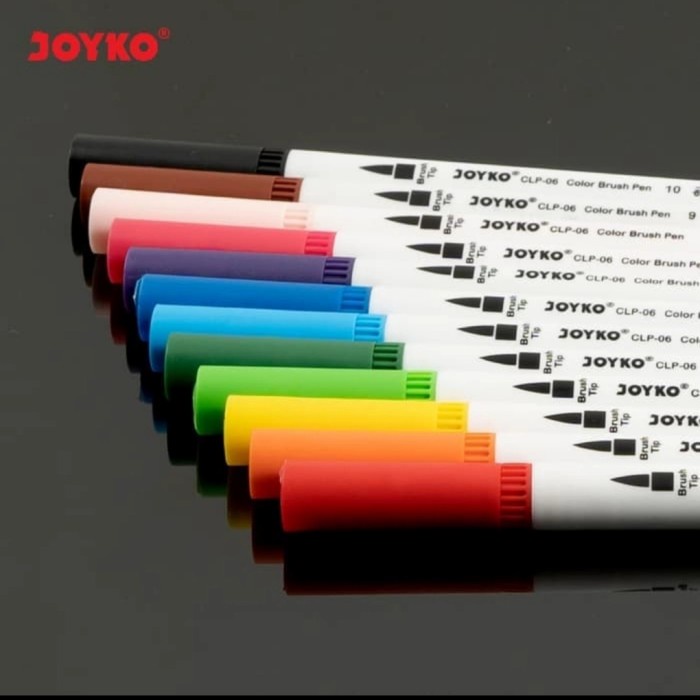 

kaligrafi-perlengkapan- color brush pen pena kuas warna joyko clp-06 12 warna color -perlengkapan-