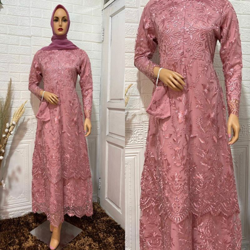 Produk original gamis tingkat melayu//gamis tulle tingkat//gamis lebaran//gamis lamaran