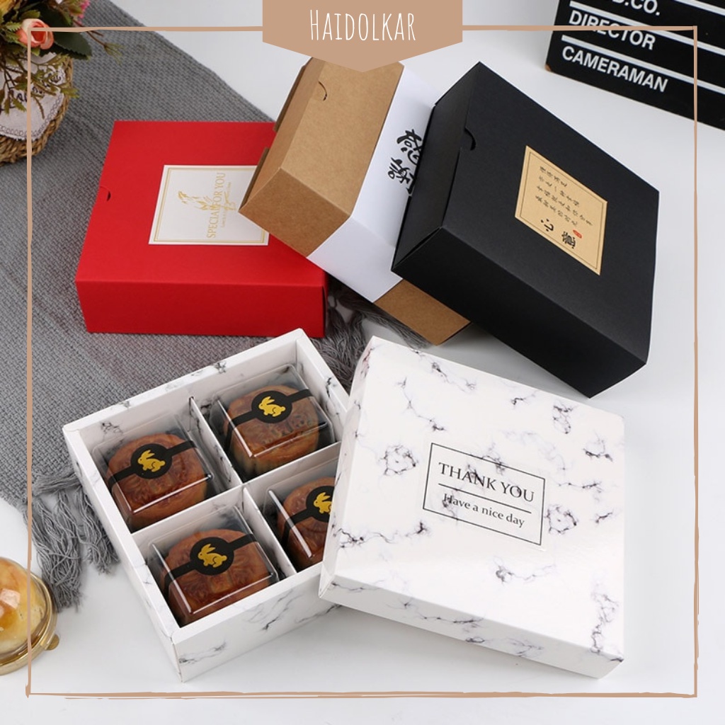 

Kotak cookies box kue kotak hadiah kotak hampers box slot karton kotak cokelat sekat 4