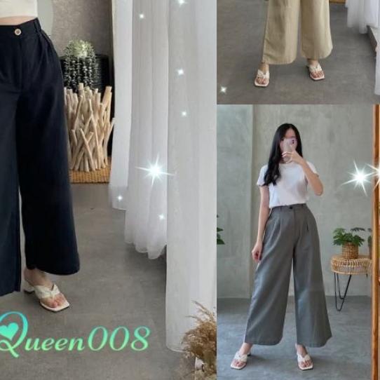 ➻ Kulot Linen Highwaist 772 - Cullote Pants | Celana Kulot Wanita Kulot Linen Highwaist Cullote Pant