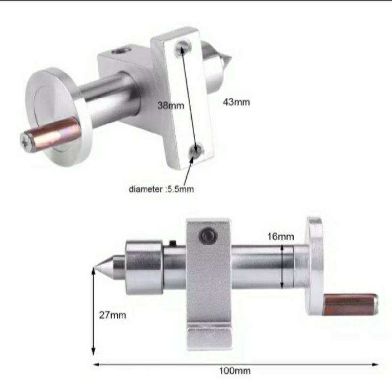 Mini Live Center Lathe Tailstock 3cm Pergeseran Bubut Live Senter