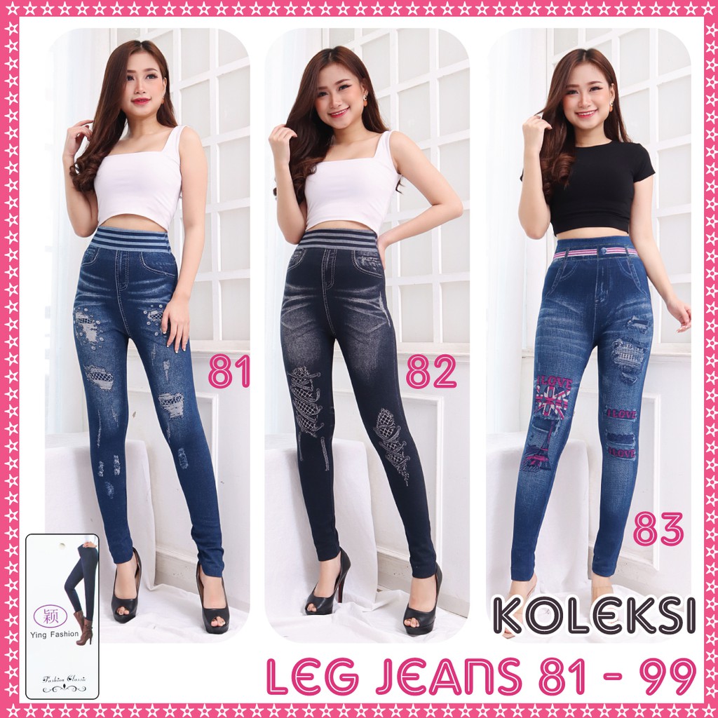 Koleksi Legging Jeans Wanita [ motif 80 - 99] / Leging JEANS import / Celana Legging Jeans / legging wanita import