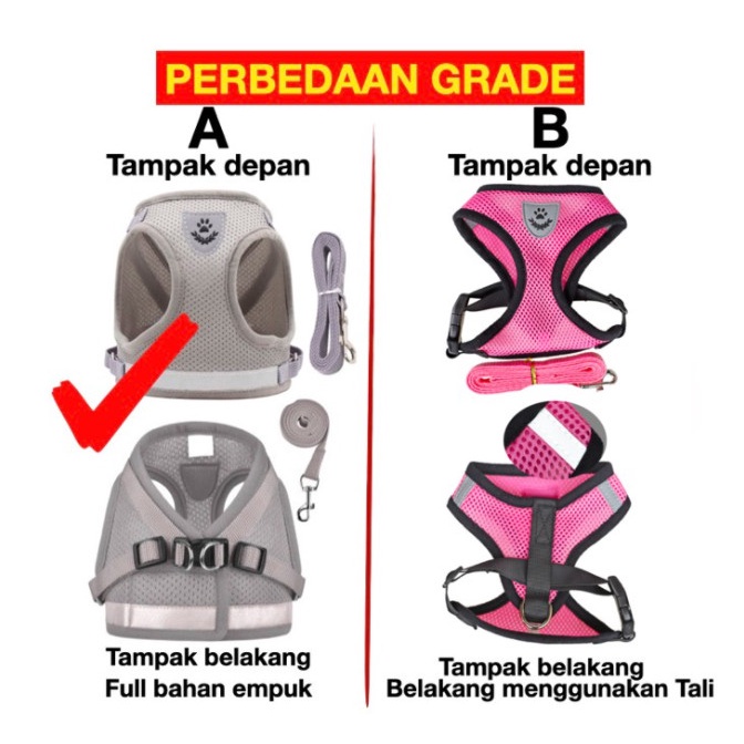 Tali Kucing Harness Anjing Tali Tuntun Kucing Harness Kucing Cat Rompi Kucing Baju Anjing Dog