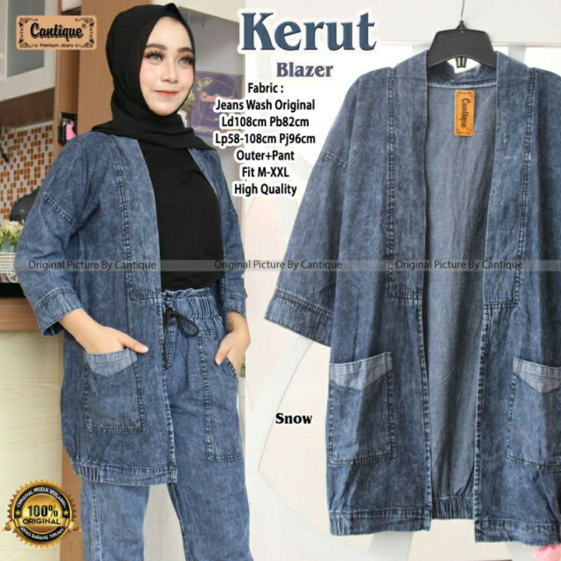 Ready Stok Kerut Blazer Jeans by Cantique