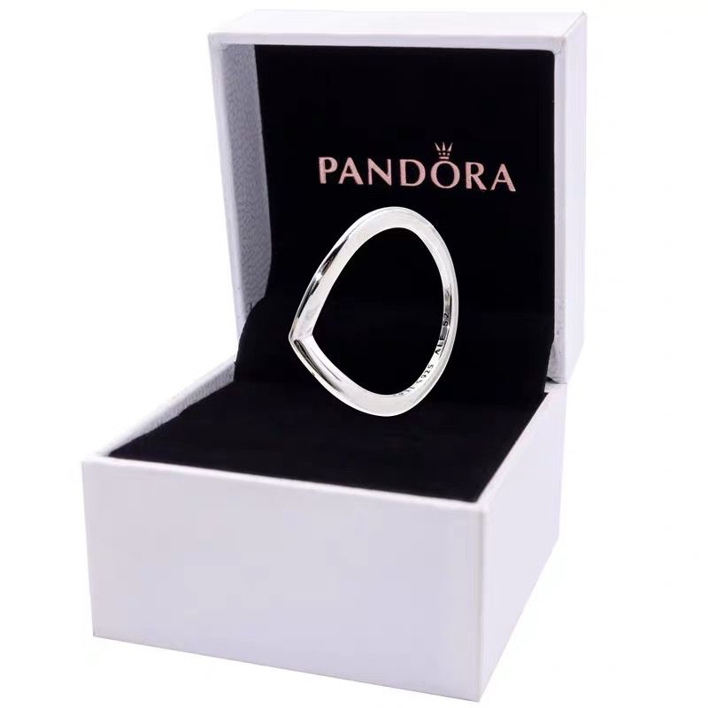 Pandora Cincin 925 Silver Bentuk V Aksen Kubik Zirkonia Berlian Untuk Hadiah Pernikahan