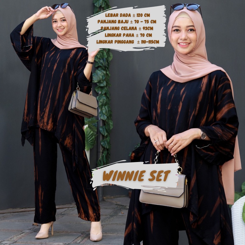 BAJU WANITA SETELAN TIE DIE DYE WAKA JUMBO SINTIA SET BUSUI ONE SET RAYON MOTIF KEKINIAN-WINNE BLACK
