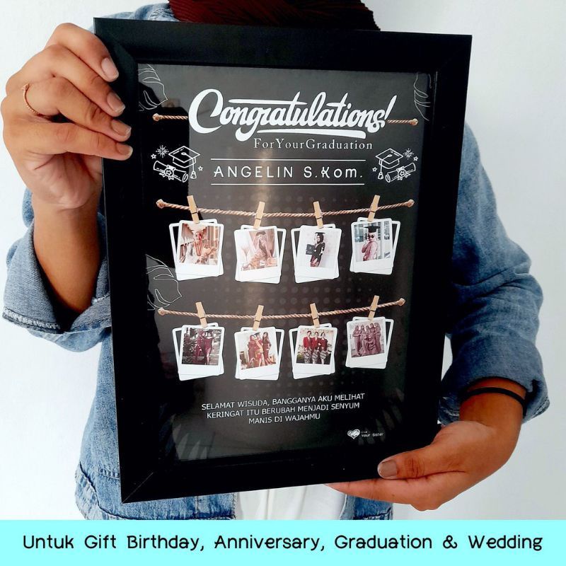 Gift Ultah / Kado ulang tahun 1 Paket / Cetak Foto Plus Bingkai Kaca Minimalis / Bingkai Wisuda / Bingkai Kayu / Cetak Foto 10R Plus Frame / Gift Foto / Kado ulang tahun cewe / Paket kado ulang tahun cowo / Guft Foto Polaroid