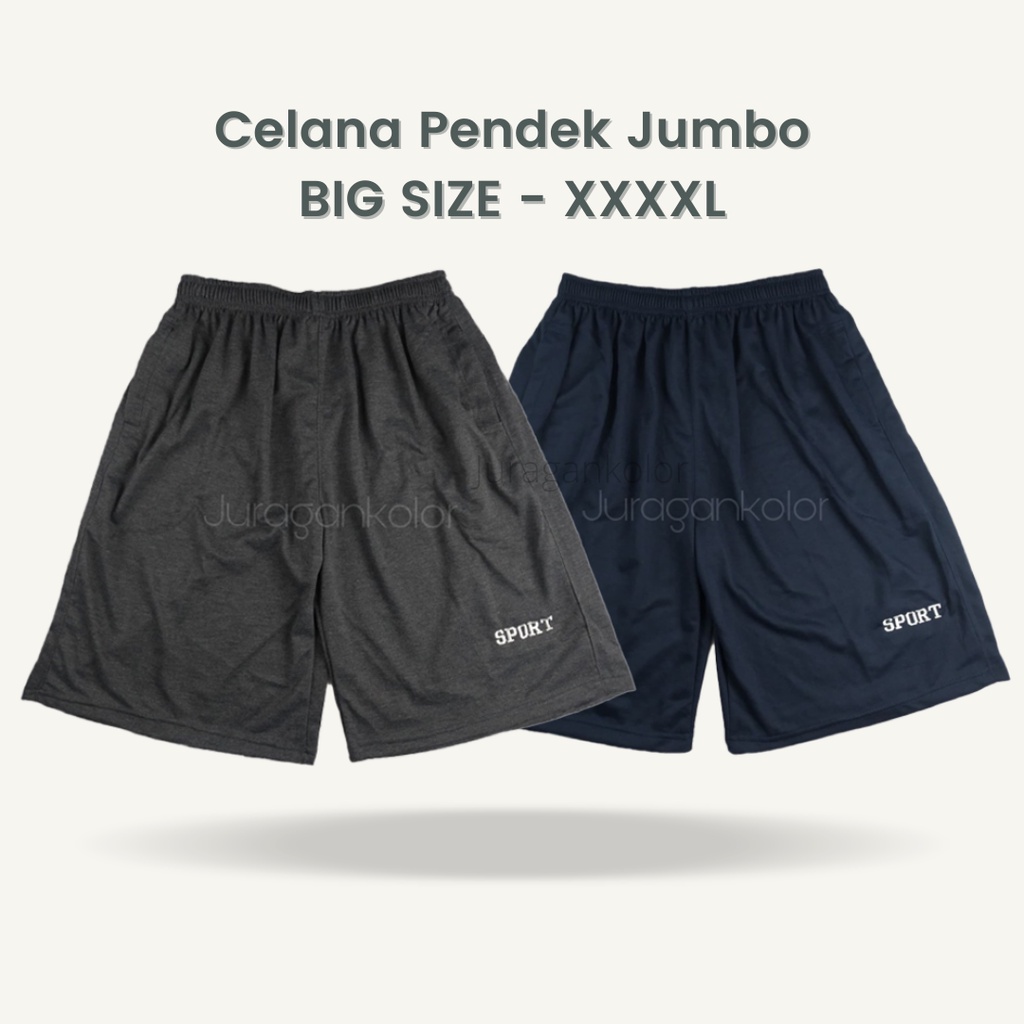 Celana Pendek Pria SUPER BIG SIZE JUMBO Kaos Polos Baby Terry Bordir -BTB.JMB