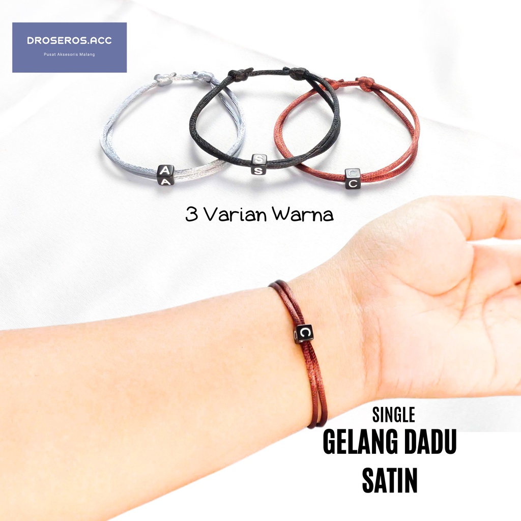 Gelang Inisial Gelang Huruf Dadu Gelang Tali Hitam Couple Persahabatan Pria Wanita Gelang Warna