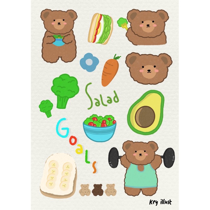 

Bear sticker/ stiker beruang/ aesthetic sticker set KP04