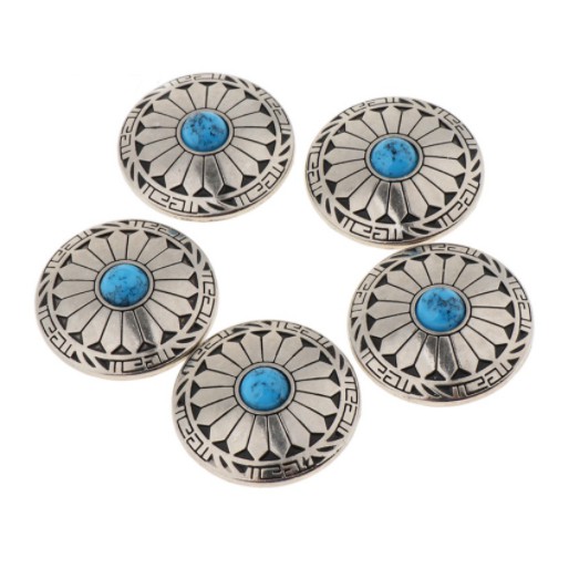 Large Concho Rivets Button Turquoise Beads Screw Back Leather Craft