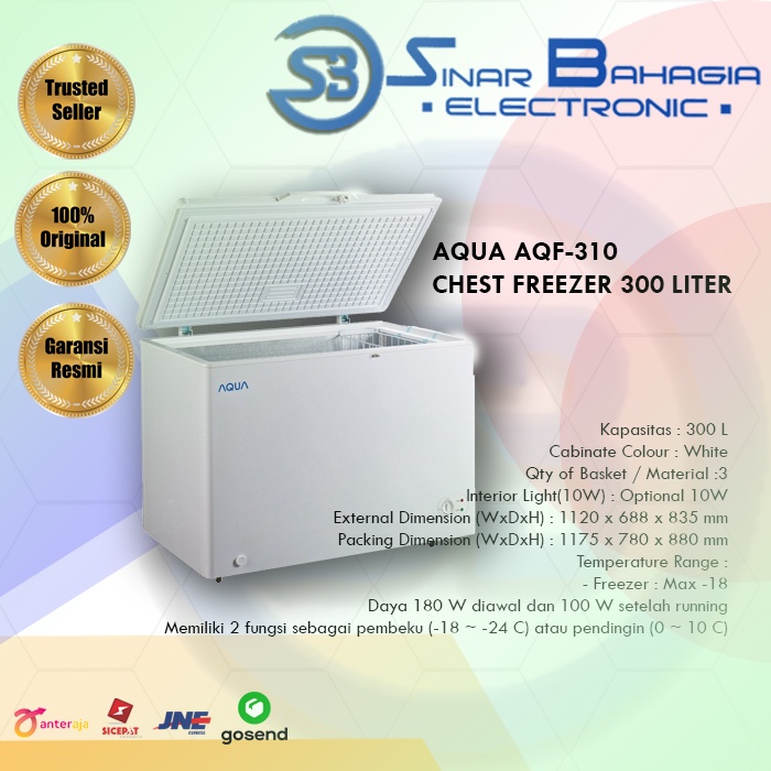AQUA AQF-310 CHEST FREEZER 300 LITER (NEW) ( KHUSUS BANDUNG)