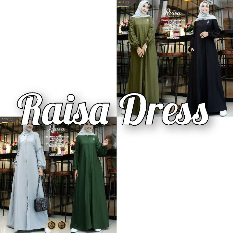 RAISA DRESS (LABEL KHEYRA HIJAB) | GAMIS WANITA MUSLIMAH PREMIUM SHAKILA POLOS TERBARU KEKINIAN