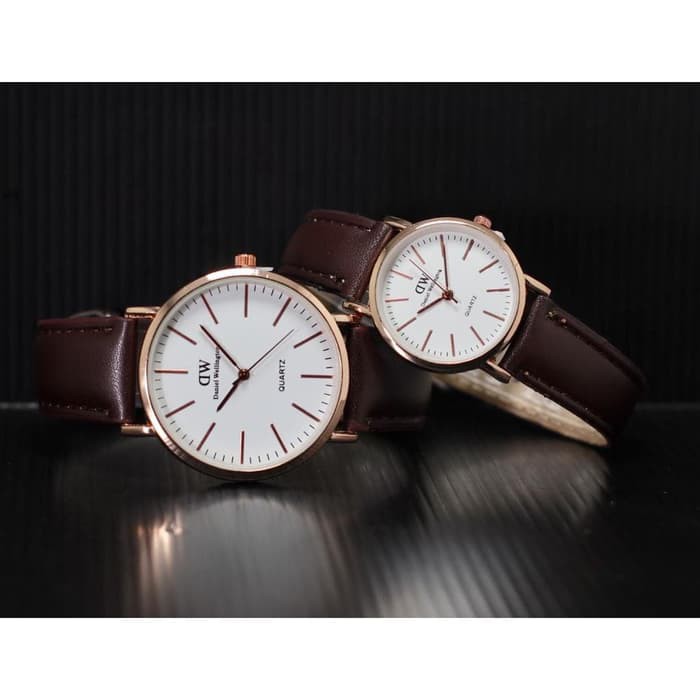 Jam Tangan Couple Daniel Wellington HC + Box Eksklusif & Batre Cdngn - Hitam Terbatas