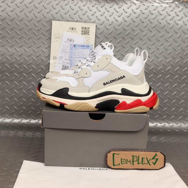 BALENCIAGA TRIPLE S WHITE GREY RED