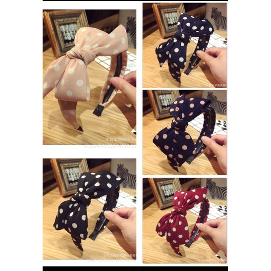 Bando pita besar dewasa anak motif polkadot besar.