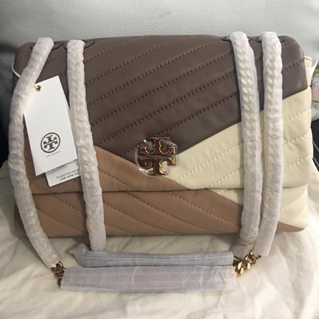 New Tory Burch Kira Chevron Mixed Leather