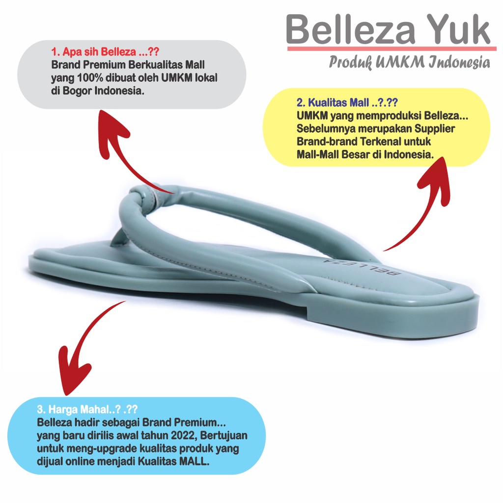 BELLEZA YUK - Sandal Wanita Teplek Jepit BELEZA SONYA Sendal Japit Casual Santai Flat Slip On  Bellezza Tidak Licin Anti Slip Karet Size 36 37 38 39 40 Belezza Warna Green Sage Soft Rumah Premium Original Kasual Terbaru Shoes ORI Mall Official Store