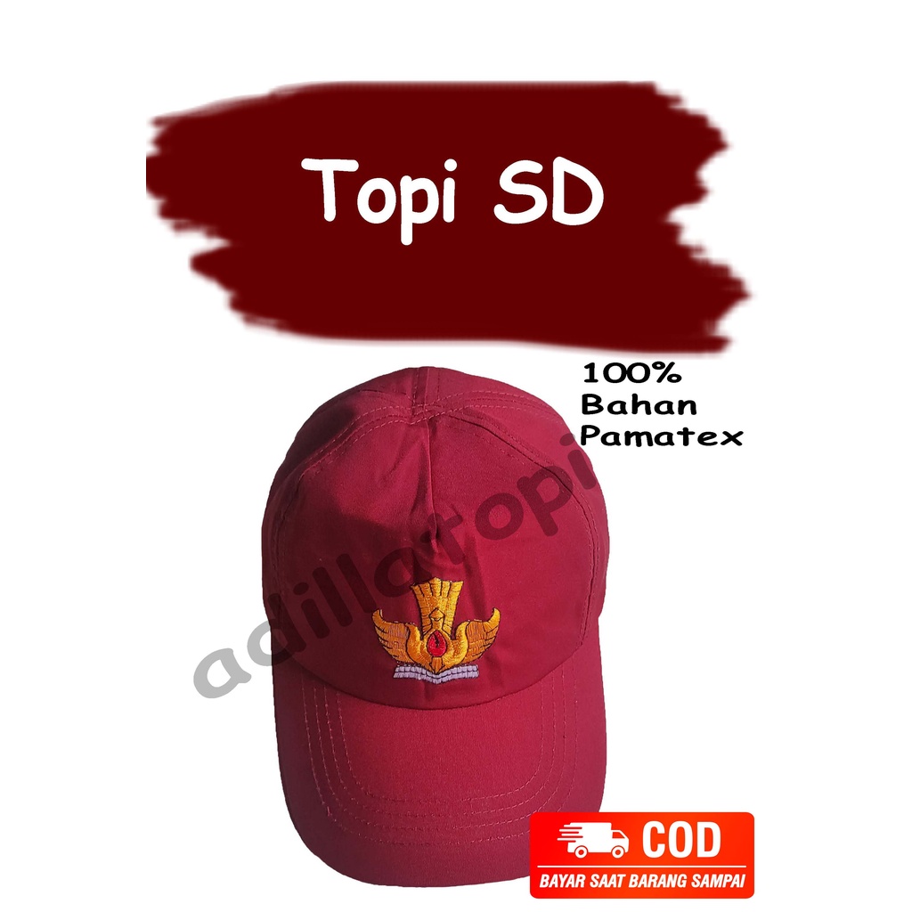 Topi SD ASLI bahan Famatex/Drill GRATIS Bordir nama di pinggir