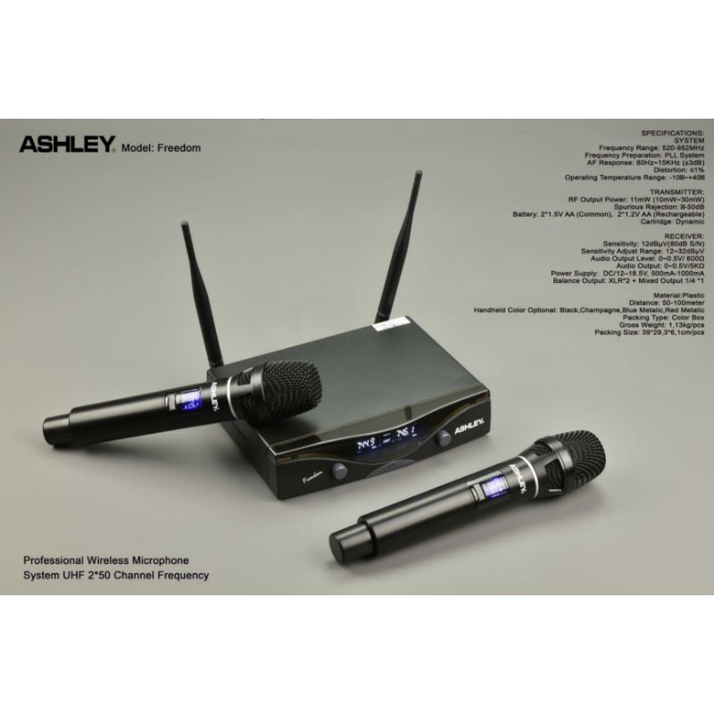 MICROPHONE WIRELESS ASHLEY FREEDOM DUAL MIC HANDLE ORIGINAL