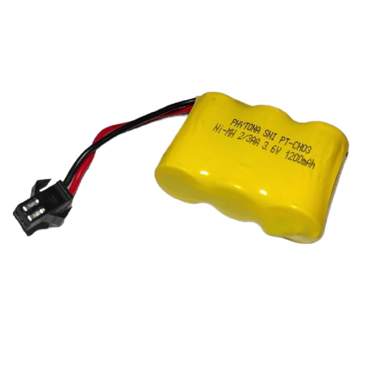 Baterai Mobil Remot Control 3x 2/3AA Ni-Cd 3.6volt - 2000mAh Socket Hitam