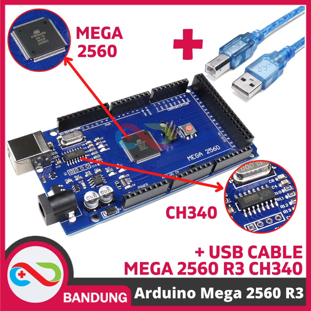 MEGA 2560 R3 CH340 COMPATIBLE BOARD + USB CABLE