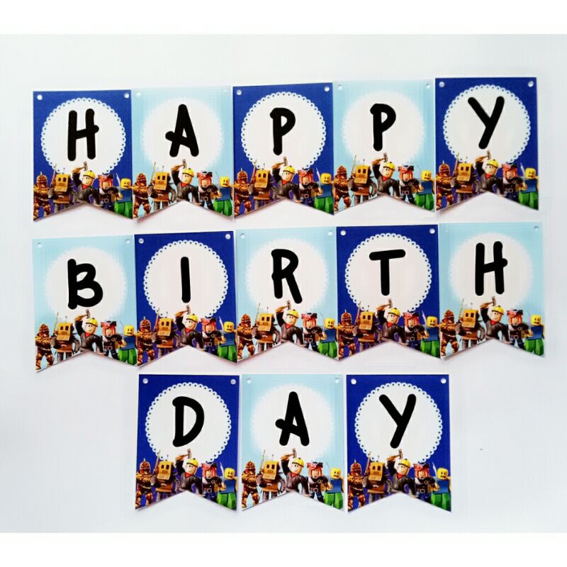 banner bunting garland flag happy birthday ulang tahun karakter roblox