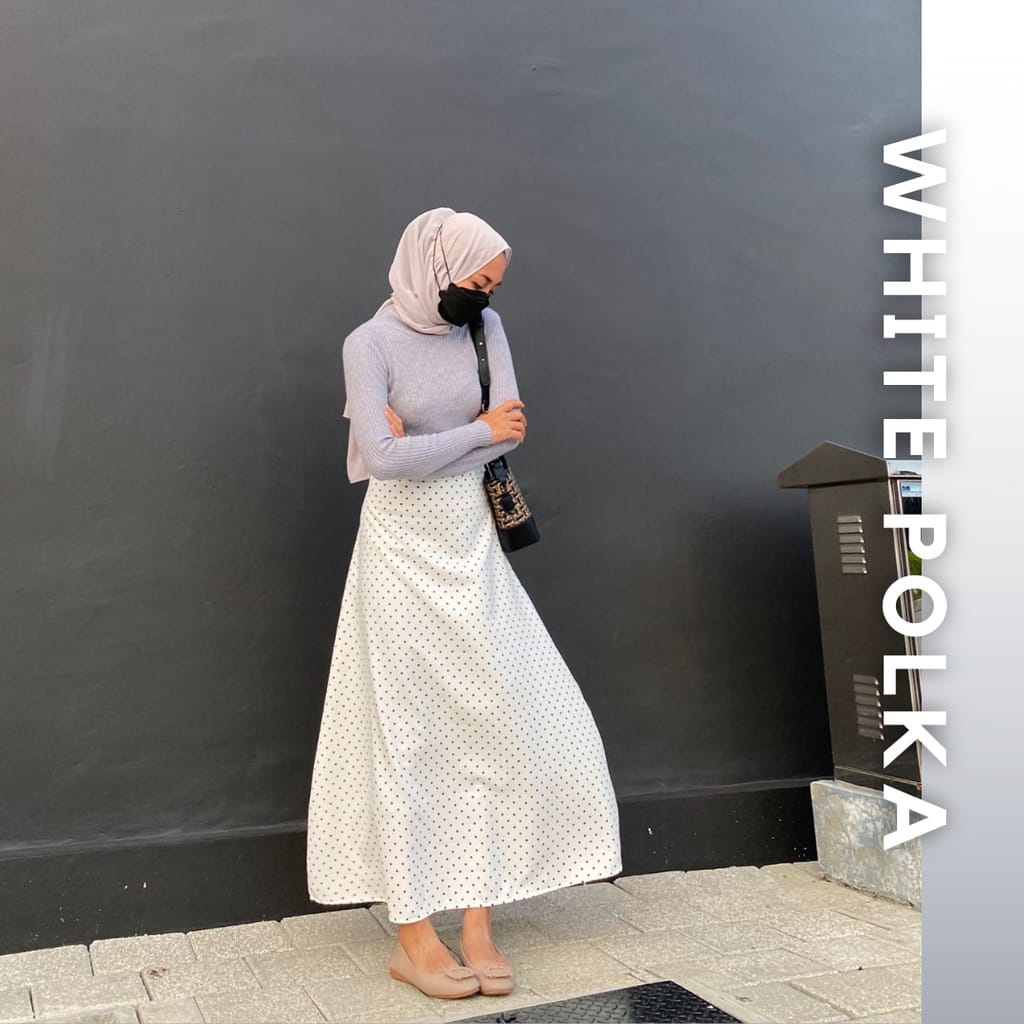 rok polka L-XL-XXL/rok panjang wanita bermotif polkadot kecil