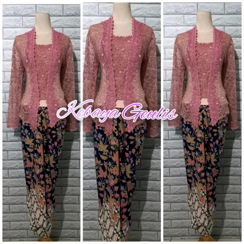 kebaya pesta kebaya kutubaru warna nude kebaya abege +rok lilit