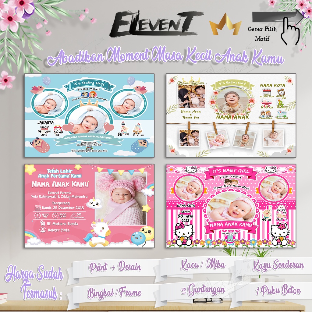 Cetak Foto Bingkai Kaca Biodata Bayi Anak Ukuran Pigura 10R 20x25 Custom Murah Hadiah Frame Unik Premium Biodata Baby Kado Bio Aesthetic Cantik Data Kelahiran Buah Hati Pajangan Walldecor Lucu Edit tercinta Bidan photo Unik Menarik Free Setting TerMurah