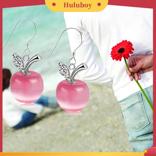 Hu Hu Hu Hu Hu Alat Bantu Pasang Kacamata♡ Anting Kait Gantung Sterling Silver 925 Desain Apel Hias Opal Zircon Untuk Wanita