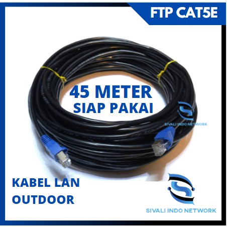 45 METER KABEL LAN FTP CAT5E OUTDOOR BLACK SIAP PAKAI