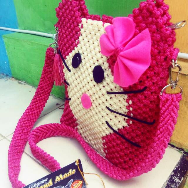 Cara Membuat Tas Dari Tali Kur Motif Hello Kitty 