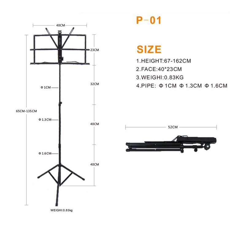 Ammoon Tripod Stand Partitur Sheet Musik - P-01