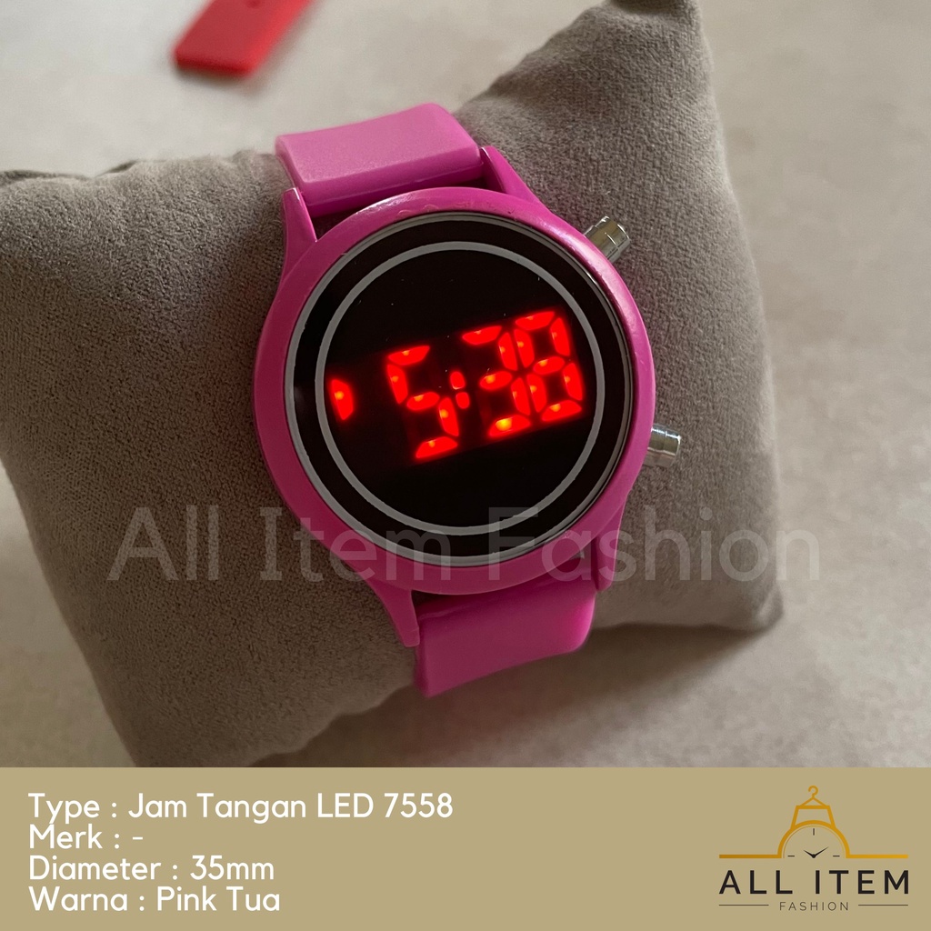 COD✅ Jam Tangan Bulat Digital LED 7558 Rubber Electronic Fashion Pria Wanita / Watches