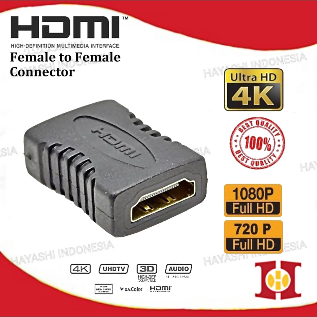 HDMI Connector Konektor Sambungan Extender Kabel Barel Female Female