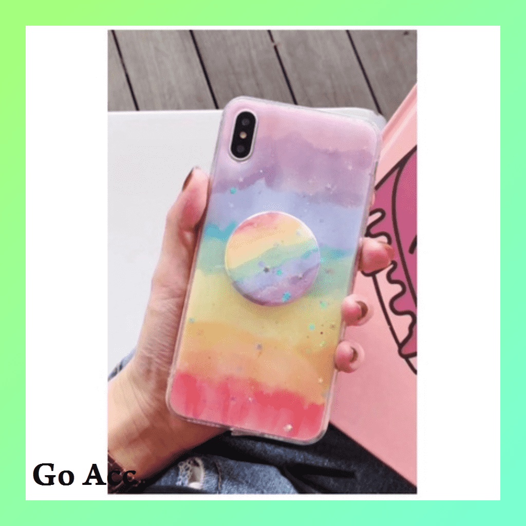 Silikon Pop socket Rainbow pelangi 6 6S 6+ 6S+ 7 8 SE 7+ 8+ X Xs Xr Xs 11 Pro FH07