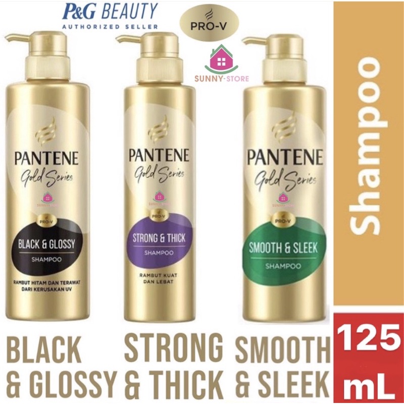 Pantene Pro-V Gold Series Black Glossy Strong & Thick Shampoo 125 ml Shampo Smooth & Sleek