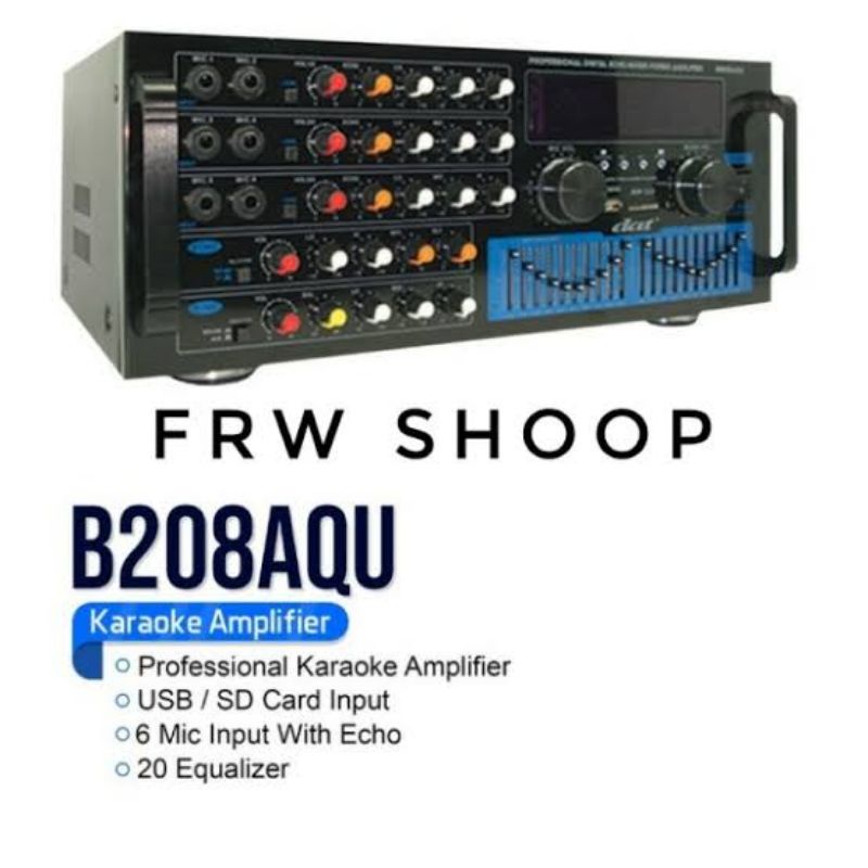 POWER AMPLIFIER AMPLY DAT B 208 B208 EQ PROFESSIONAL KARAOKE EQUALIZER BLUETOOTH USB SD CARD MIC INP