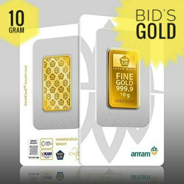 LOGAM MULIA ANTAM 10 Gram.NEW BERSERTIFIKAT.LM ORIGINAL.Emas Batangan.FINE GOLD 99.99