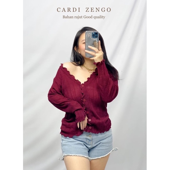 BAJU ATASAN CEWEK WANITA CARDI ZENGO FASHION RAJUT LENGAN PANJANG KEKINIAN