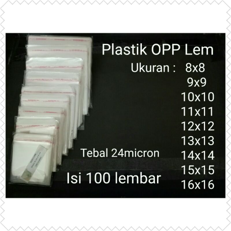 Plastik OPP Bening Lem merk BERUANG Tebal  uk 8x8 - 16x16