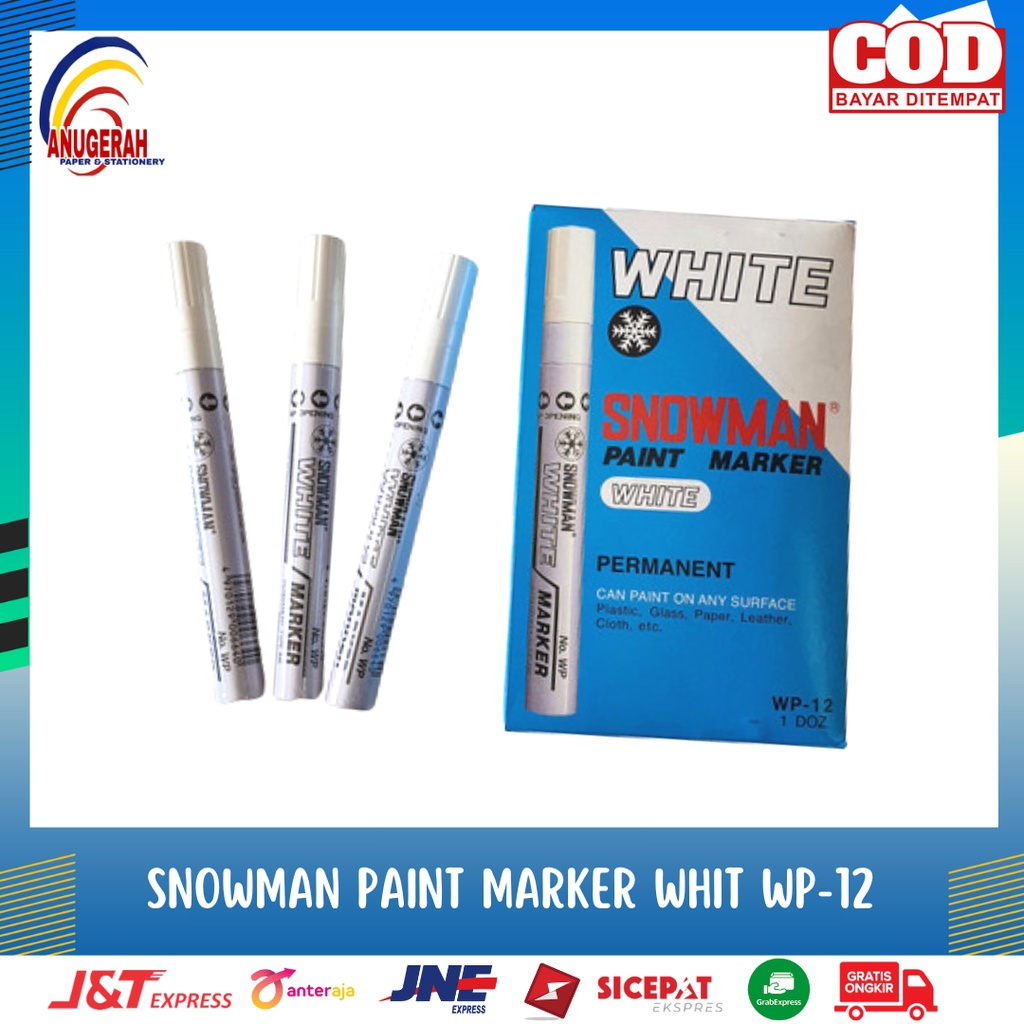 

SPIDOL SNOWMAN PAINT MARKER PERMANENT WHITE WP-12 (PCS)