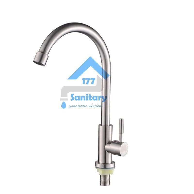 Kran Sink Angsa Tanam Stainless 304 - Keran Dapur Angsa model Pipa Meja FV19 Stenlis minimalis Q26